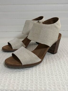 Toms Women's Majorca Block Heel Cutout Sandals Natural Boho Earthy Minimalist 10